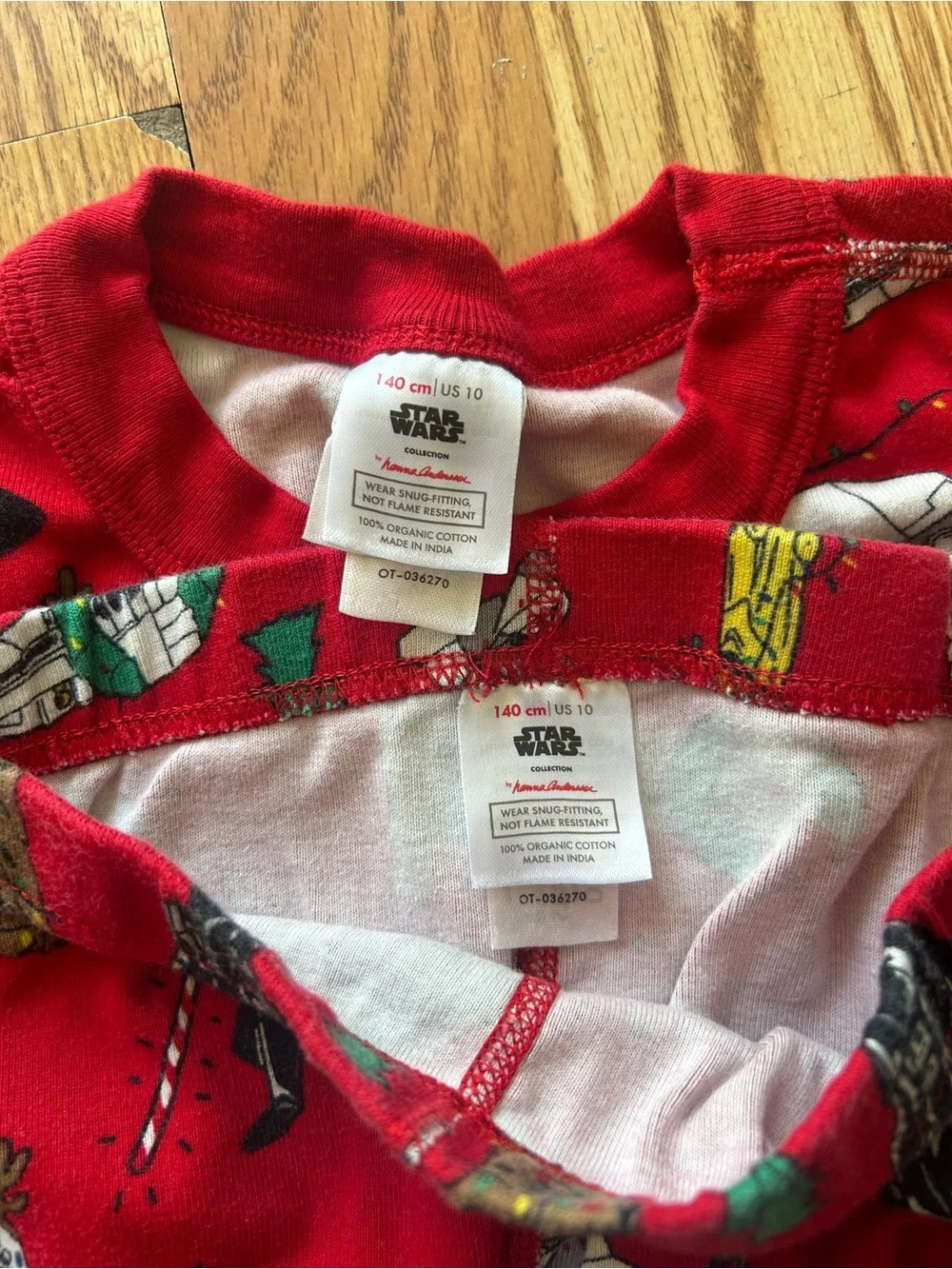 Hanna Andersson Red Christmas Star Wars Character Pajama Set Size 140/US10 EUC